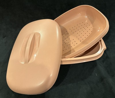 Vintage Tupperware Micro Steamer #1273 #1274 #127 In DUSTY ROSE PINK  Good Cond.
