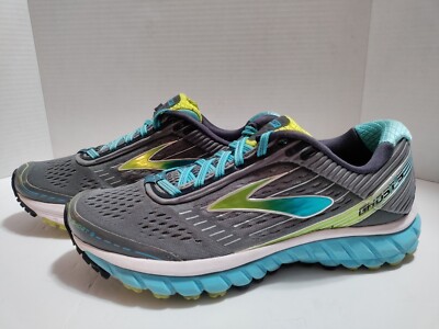 Brooks Ghost Womens Gray Teal Sneakers Mesh Running
