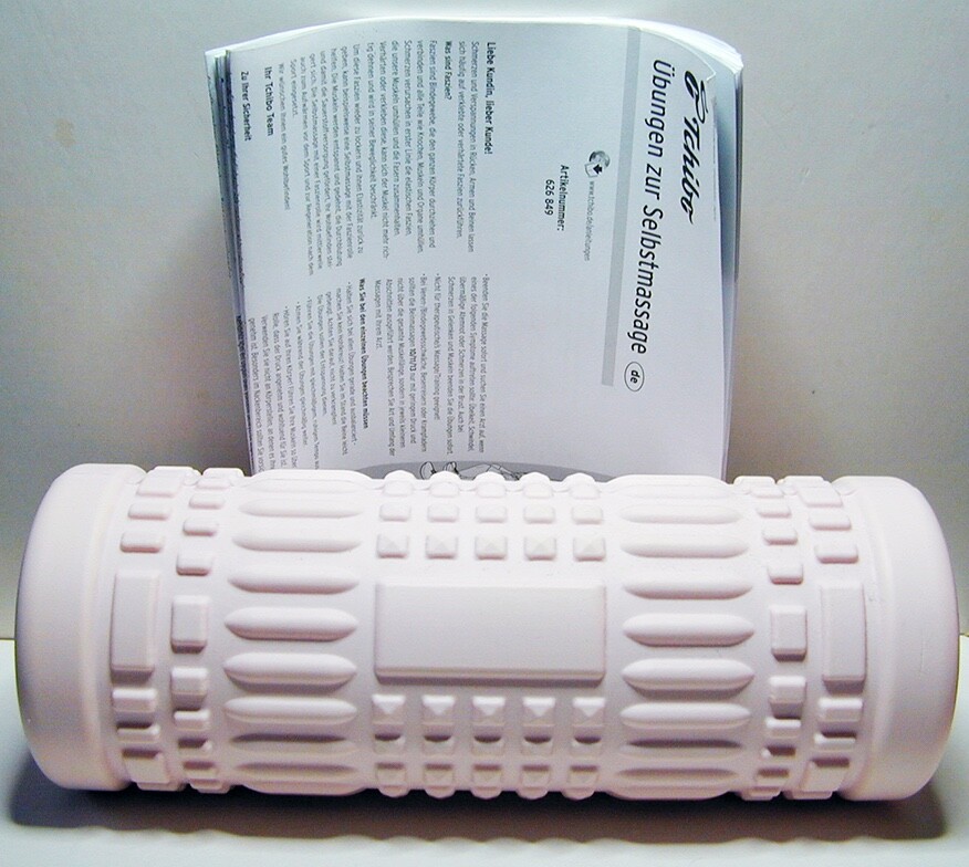 TCM Tchibo Faszienrolle, rosa, 33cm, Ø 12,5cm, 1x benutzt + Anleitung