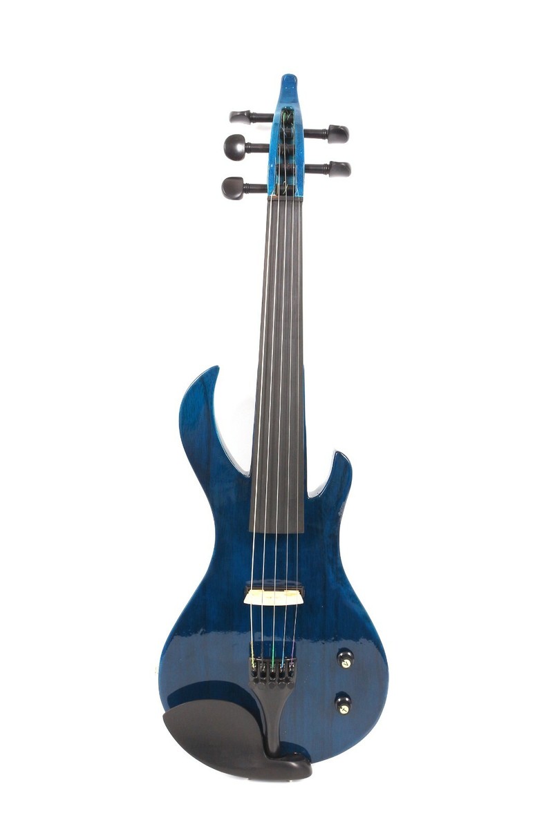 5string Electric Violin 4/4 Blue Guitar Shape Solid Wood