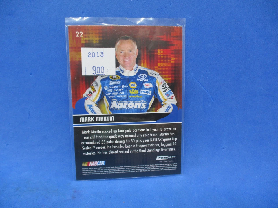 2013 Press Pass Ignite Cyan Mark Martin #22 HOF - Image 2 of 2