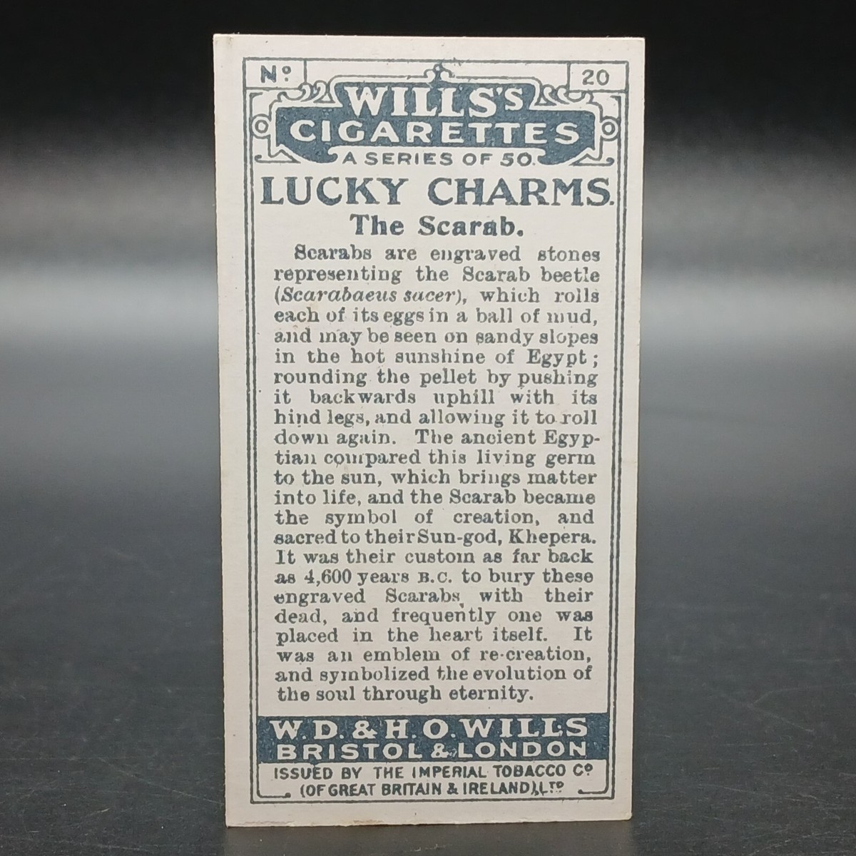 cigarette cards for sale 1923 Lucky Charms THE SCARAB Antique Will's Tobacco Cigarette Card