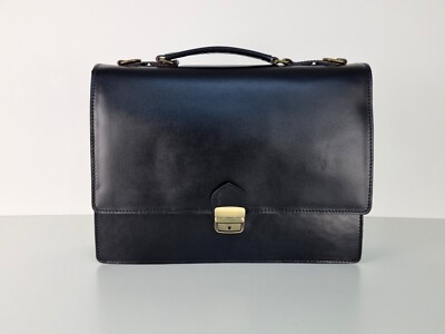 XL Elegant Leather Briefcase, Soft Genuine Italian Handmade Natural Leather