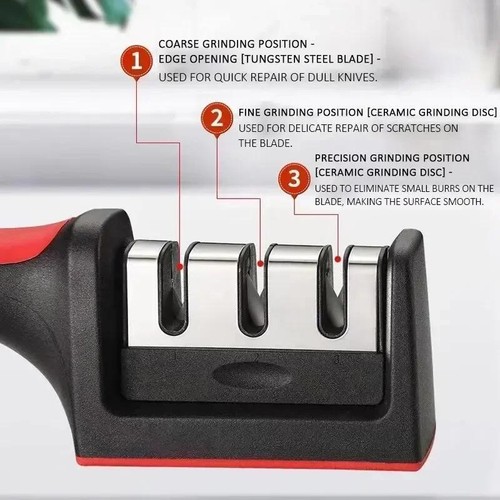 3-segment Knife Sharpener Stainless Steel Kitchen Tool for All Knives - Picture 17 of 26