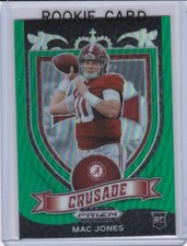 MAC JONES ROOKIE CARD Alabama Patriot Football RARE GREEN PRIZMS $$ VARIATION RC