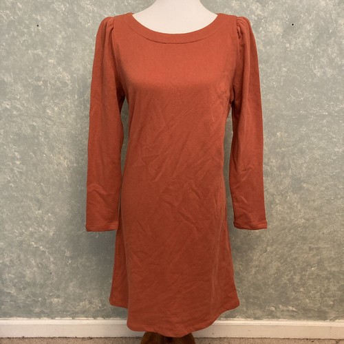 Loft Outlet Midi Sheath Dress Womens Size 8 Burnt Orange Ruched Sleeves New m16