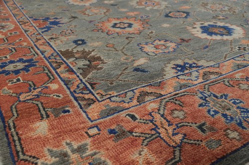 Elegant Handwoven Oushak Indian Rug Living Room Carpet 9x12 ft - Picture 6 of 20