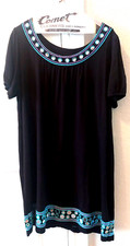 INC International Concepts Womens Short Sleeve Black Embroidered Sequin Dress 1X