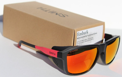 SMITH OPTICS Embark POLARIZED Glacier Sunglasses Black/Red TNF RARE NEW $245