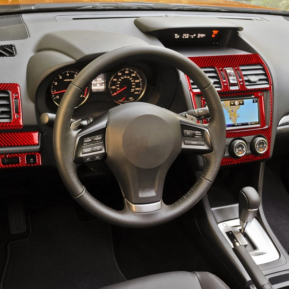 Kits de painel console central de fibra de carbono vermelho para Impreza XV Crosstrek 2012-14 - Imagem 4 de 4