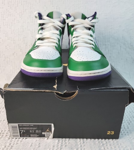 NIKE Air Jordan 1 Mid Incredible Hulk Green Purple White Men Size 7.5 US - Picture 4 of 15