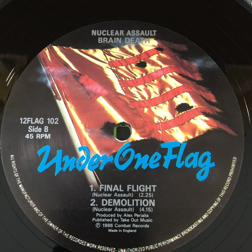 NUCLEAR ASSAULT BRAIN DEATH 12'' VINYL UNDER ONE FLAG 12FLAG102 1986 THRASH Foto 4 de 4