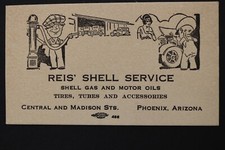 REIS SHELL SERVICE GAS MOTOR OIL PHOENIX AZ BUSINESS CARD
