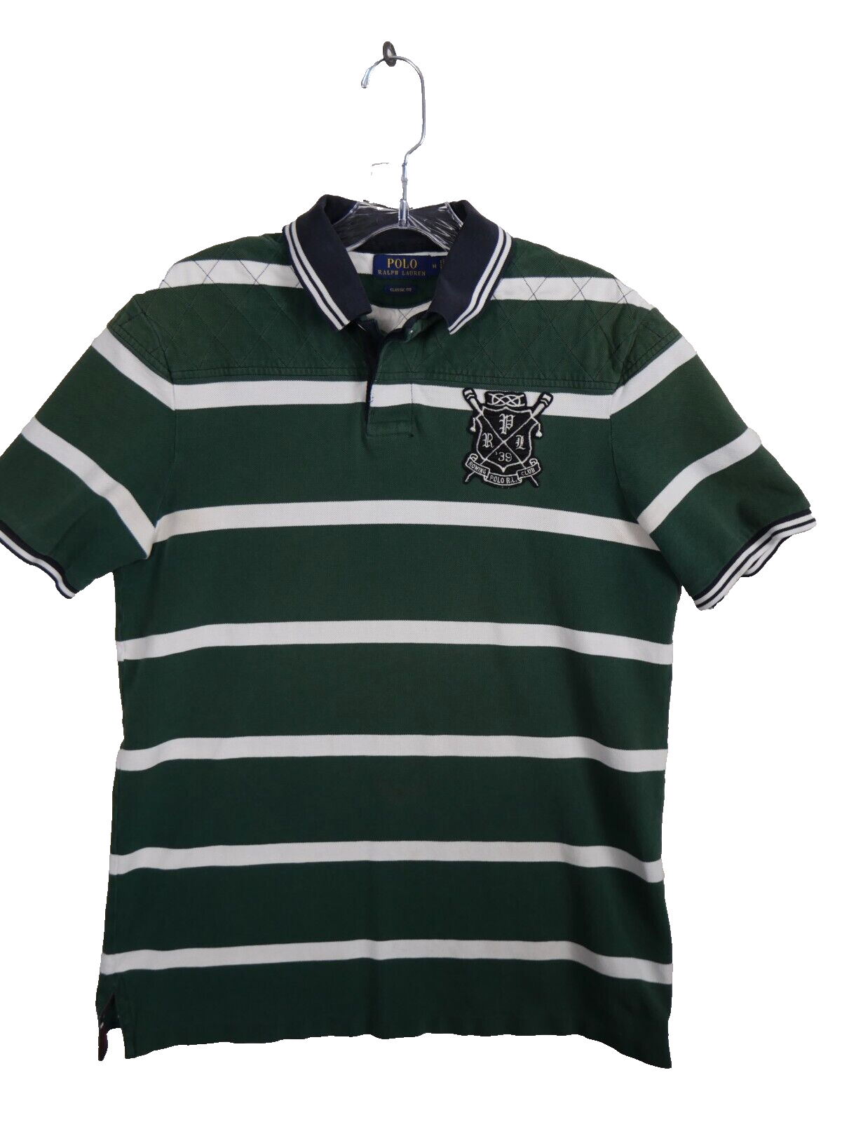 FILA POLO RALPH LAUREN camicia uomo taglia media a righe vintage toppa canottaggio vestibilità classica