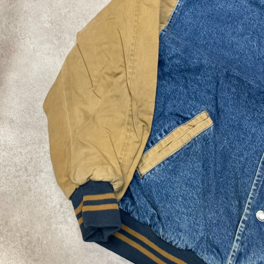 Dunbrooke Bomber Jacket Mens Large Motorsports Denim Varsity Coat, Blue image 7