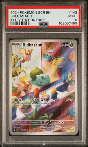 2024 POKEMON SCR EN-STELLAR CROWN ILLUSTRATION RARE #143 BULBASAUR PSA 9
