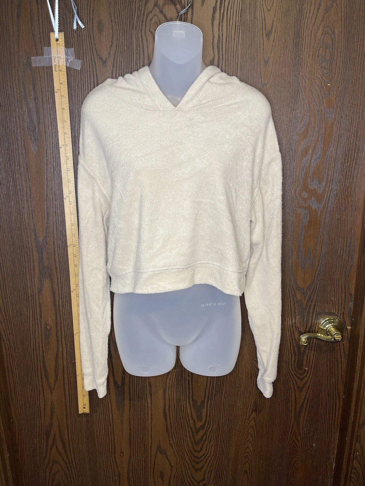 OFF WHITE Felpa pullover con cappuccio ricamato Rue 21 taglia S colore panna rosa morbido fiori