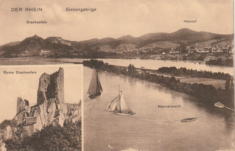 AK Bad Honnef am Rhein - 1911 - Drachenfels - Nonnenwerth - Verlag: Heiss & Co. - Bild 1 von 1