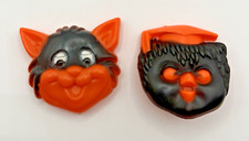 HALLOWEEN CLICKERS Set of 2 OWL CAT Orange Black Noisemaker