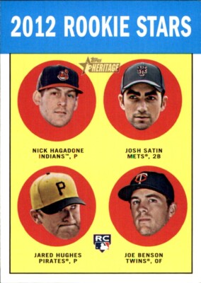 2012 Topps Heritage #228 Nick Hagadone RC Josh Satin Jared Hughes Joe Benson