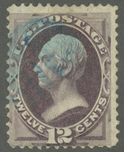 US Sc# 151 USED { 12c HENRY CLAY } FANCY BLUE CANCEL BEAUTY FROM 1870 CV$ 225.00 - Picture 4 of 4