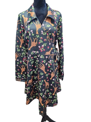 NWT Unique Vintage Green Giraffe & Strawberry Wrap Dress 4x 22-24 - Picture 3 of 8