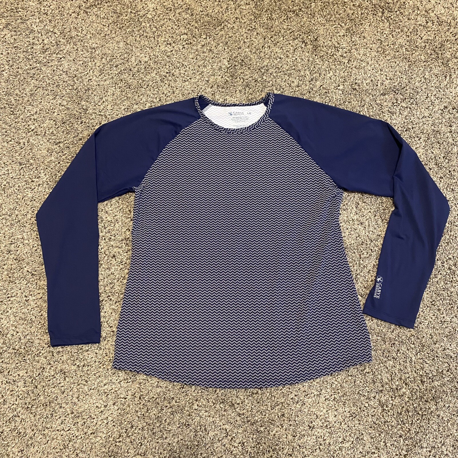Dry Rash Guard Carve Designs Quick Dry Rash Guard Women's L Blue Stripe Long Sleeve ...