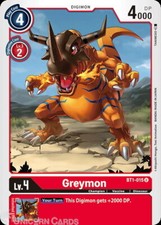 BT1-015 Greymon Uncommon Mint Digimon Card