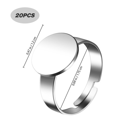 20PCS Adjustable Finger Rings Settings Stainless Steel Finger Rings Bases - 第 7/11 張圖片