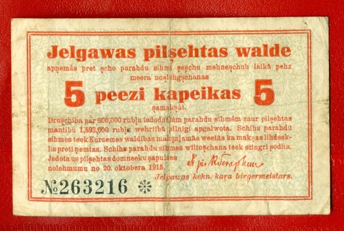 LETONIA LETONIA ALEMANIA RUSIA MITAU 1915 5 KOPEKS 621 - Imagen 1 de 2