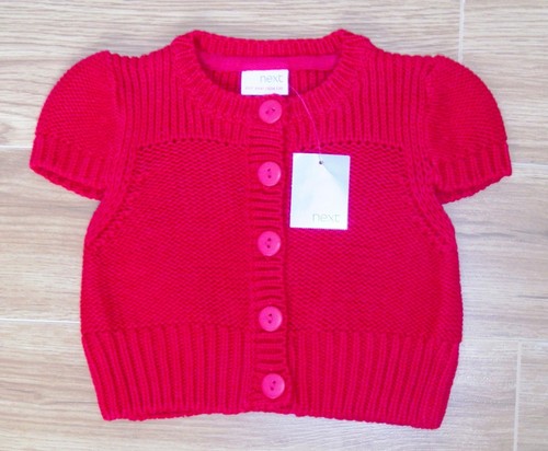 NUEVO CON ETIQUETAS NEXT BEBÉ NIÑA ROJO CROP PUNTO CÁRDIGAN 18-24 MESES NUEVO FIESTA VACACIONES DE VERANO - Imagen 4 de 4