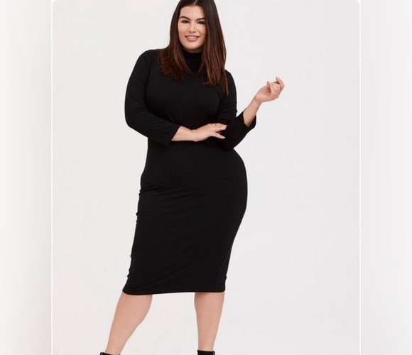 Torrid Women's Dress 1X Jersey Bodycon Midi Black Torrid Women's Dress 1X Jersey Bodycon Midi Black
