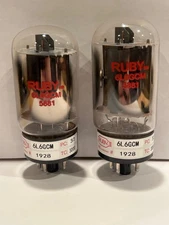 Ruby 5881/6L6GCM Matched Pair of Chinese Made Vacuum Tubes Used & Tested