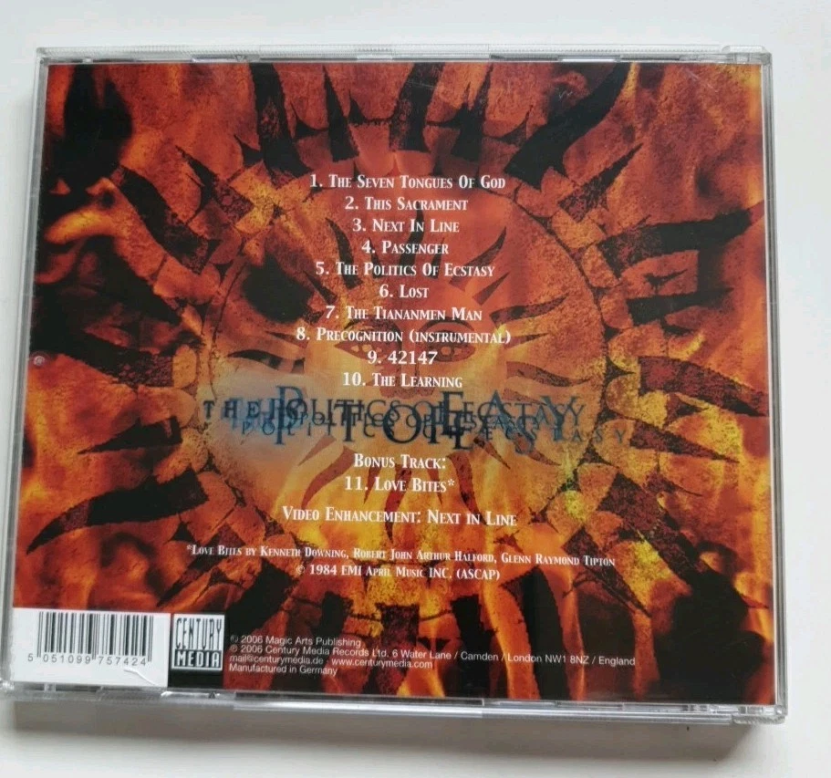 NEVERMORE - Politics of Ecstasy (CD 2006) Reissue/Remastered Century Media Metal - Image 4 of 4