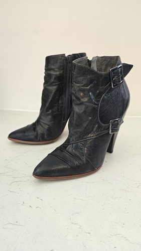 Vintage Y2k Buffalo Pointed Toe Heeled Studded Zip-up Boots Uk 5.5/6 - Picture 5 of 10