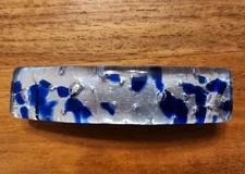 Beautiful Silver & Blue Colored Lionve Venezia Murano Glass Barrette 2.75”