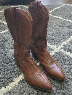 Dan Post -Men's Antique Tan TEJU Lizard Brown Cowboy Boots Size 13D