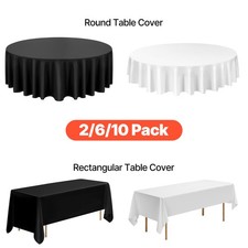 Uimoso Black/White Rectangular or Round Tablecloth for Wedding in Pack of 2/6/10