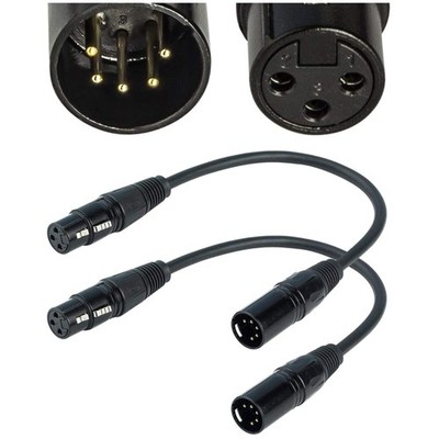 Professional 3-Pin Female XLR to 5-Pin Male XLR Adapter