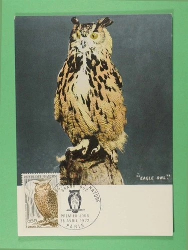 DR WHO 1972 FRANCE FDC OWL/BIRD MAXIMUM CARD R36361