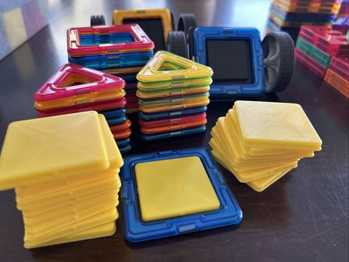 Lot of 185+ Magna Tiles Compatible Magnetic STEM Building Toys w/ Numbers Mixed - Picture 9 of 14