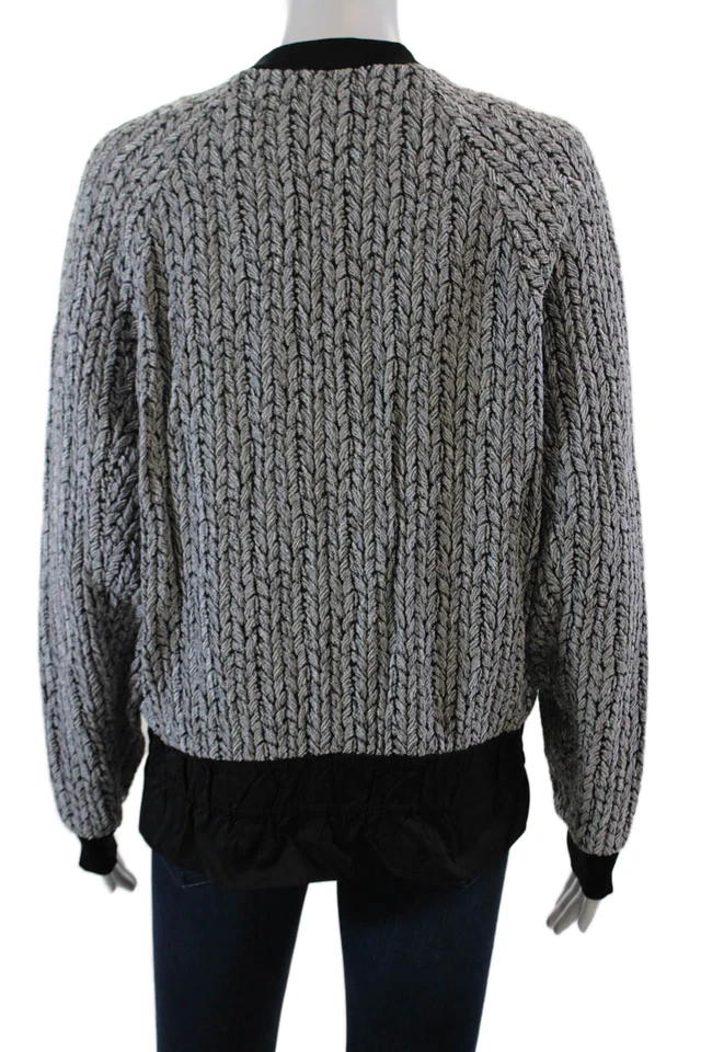 Chaqueta Bomber 3.1 Phillip Lim Mujer Texturizada Corbata Cintura Cremallera Completa Gris Talla 6 Foto 4 de 4