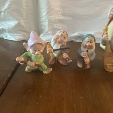 Disney Snow White 7 Dwarfs Sri Lanka Porcelain Bisque Set Musical Instruments
