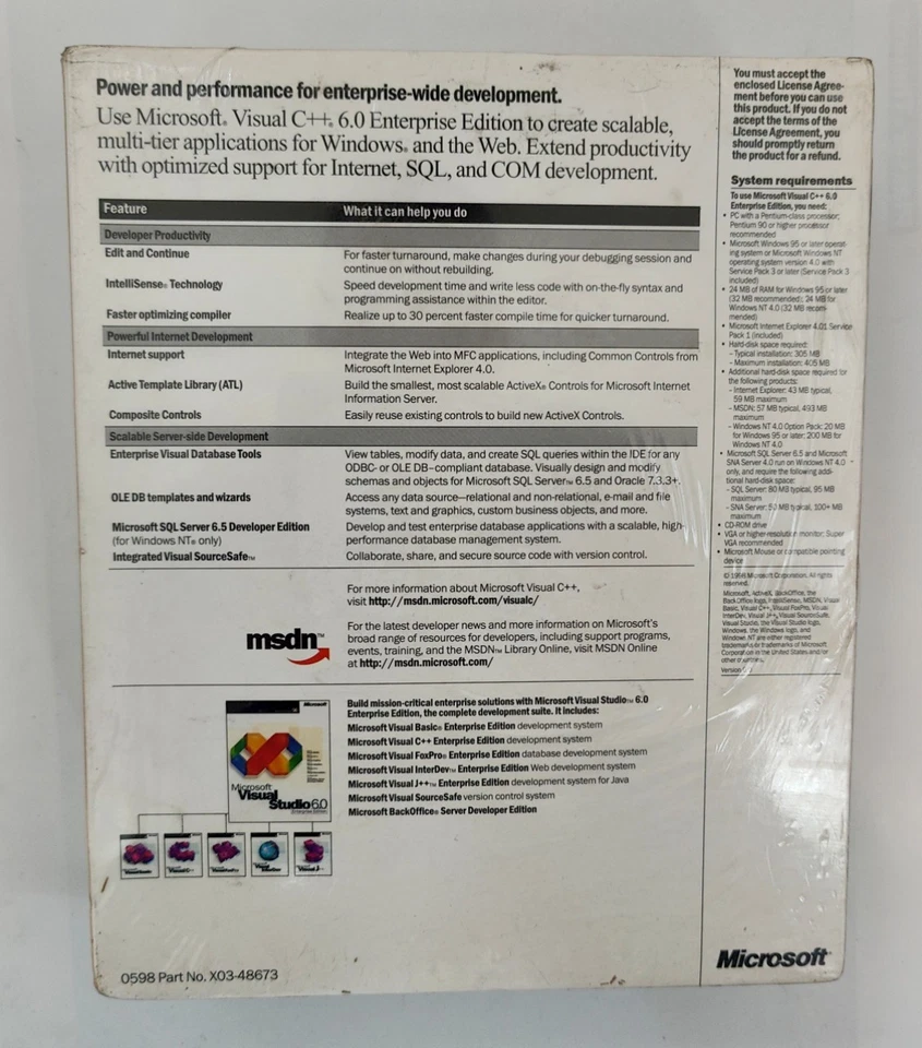 Microsoft Visual C++ 6.0 Enterprise Edition Upgrade Sealed Lightlighty Crushed - Bild 2 von 4