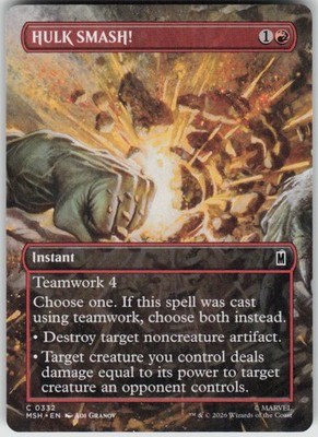 HULK SMASH! (Borderless) 332 Common Marvel Super Heroes Magic: The Gathering NM