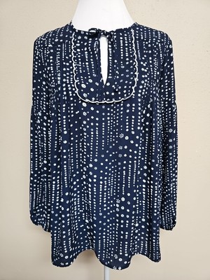 GAP Women's Blouse Top Long Sleeve Keyhole Neck Floral Print Polyester.Size S