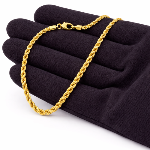 Italian 1/200 14k Yellow Gold Overlay Rope Chain Necklace Bracelet Set Cadena - Picture 4 of 18