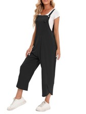 Women Jumpsuit With Pockets Sleeveless Wide Legs Plus Size Overalls