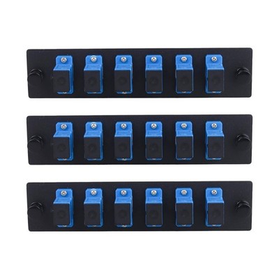 6 Fibers SC To SC UPC Single Mode Patch Panel With Coupler Adapters 3 PCS