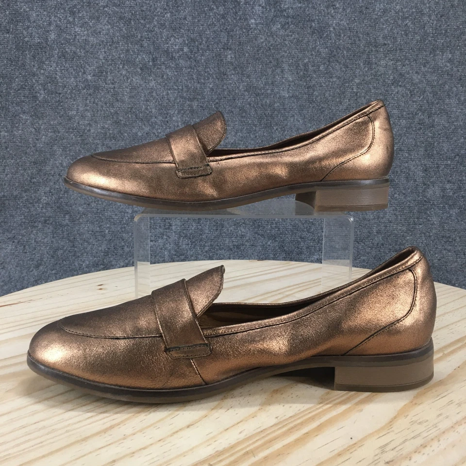 Clarks Zapatos Mujer 12 M Trish Sauce Mocasines Dorado Sin Cordones Puntera Almendra 26156820 Foto 2 de 4